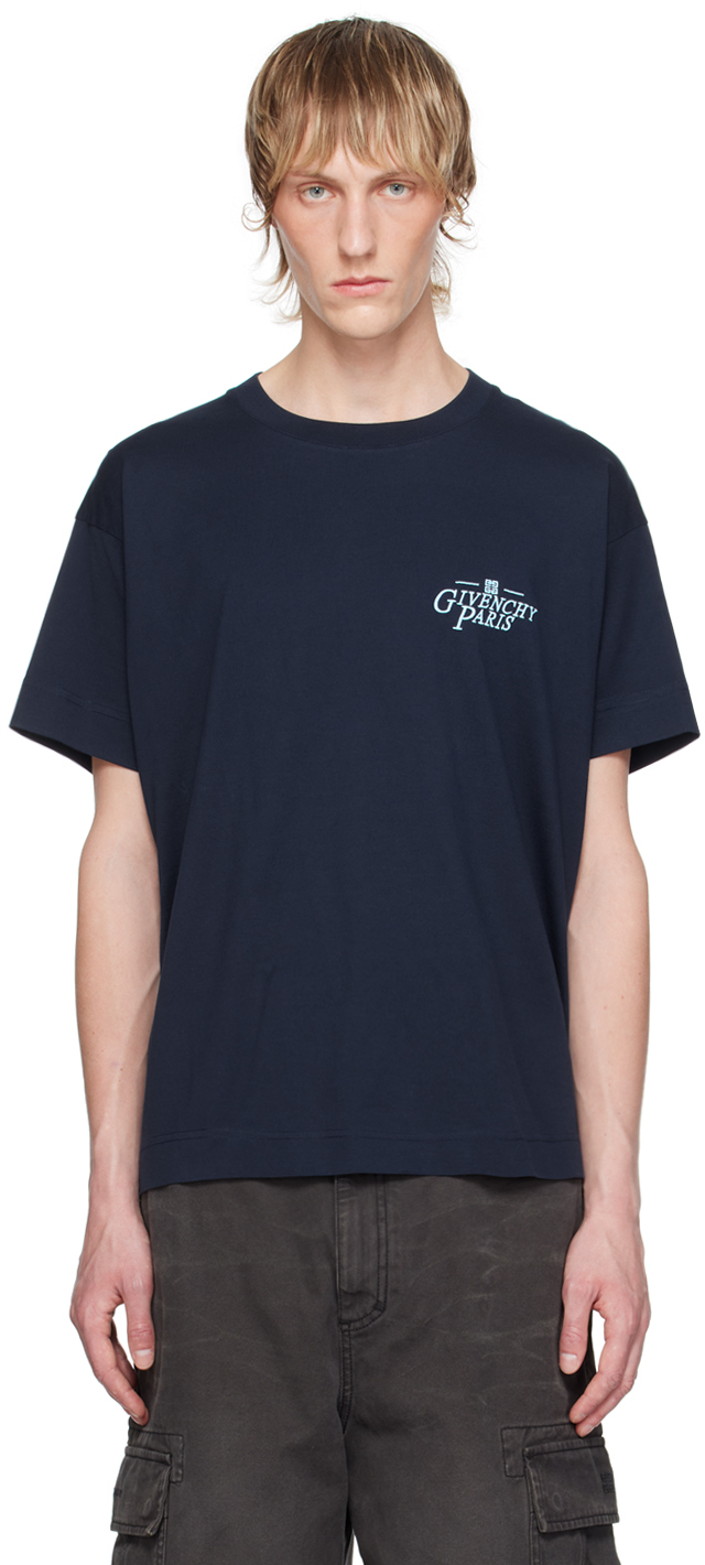 Shop Givenchy Navy Boxy Fit T-shirt In 410-navy