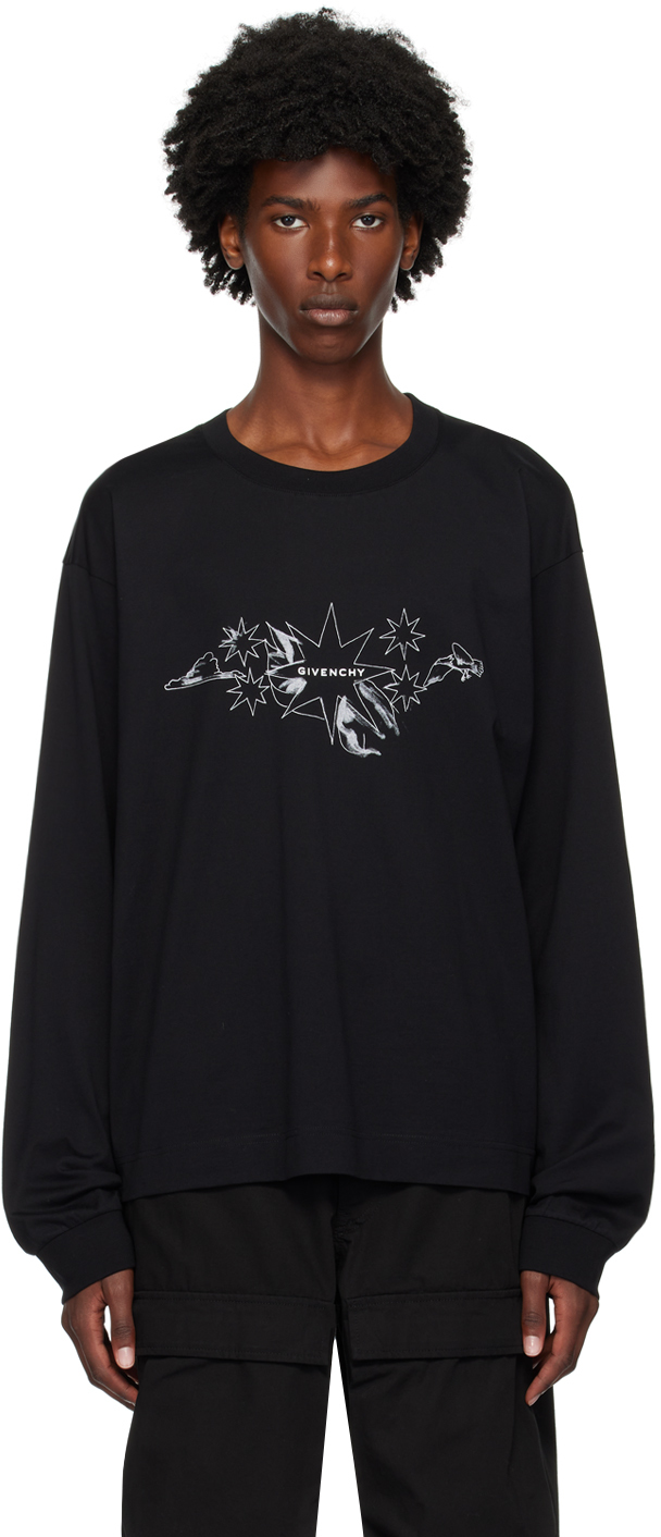 Shop Givenchy Black Tarot Long Sleeve T-shirt In 001-black