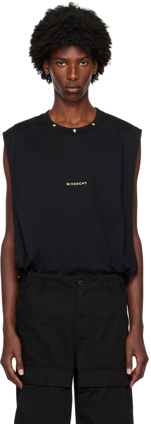 Shop Givenchy Black Embroidered Logo Tank Top In 001-black