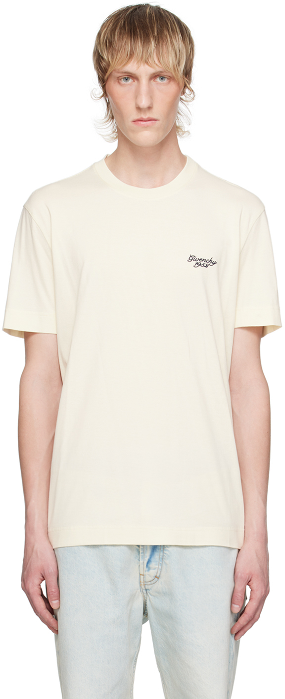 Shop Givenchy Off-white '1952' T-shirt In 109-natural/blue