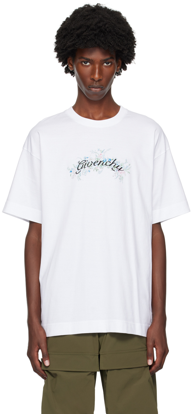 Shop Givenchy White Flowers T-shirt In 100-white