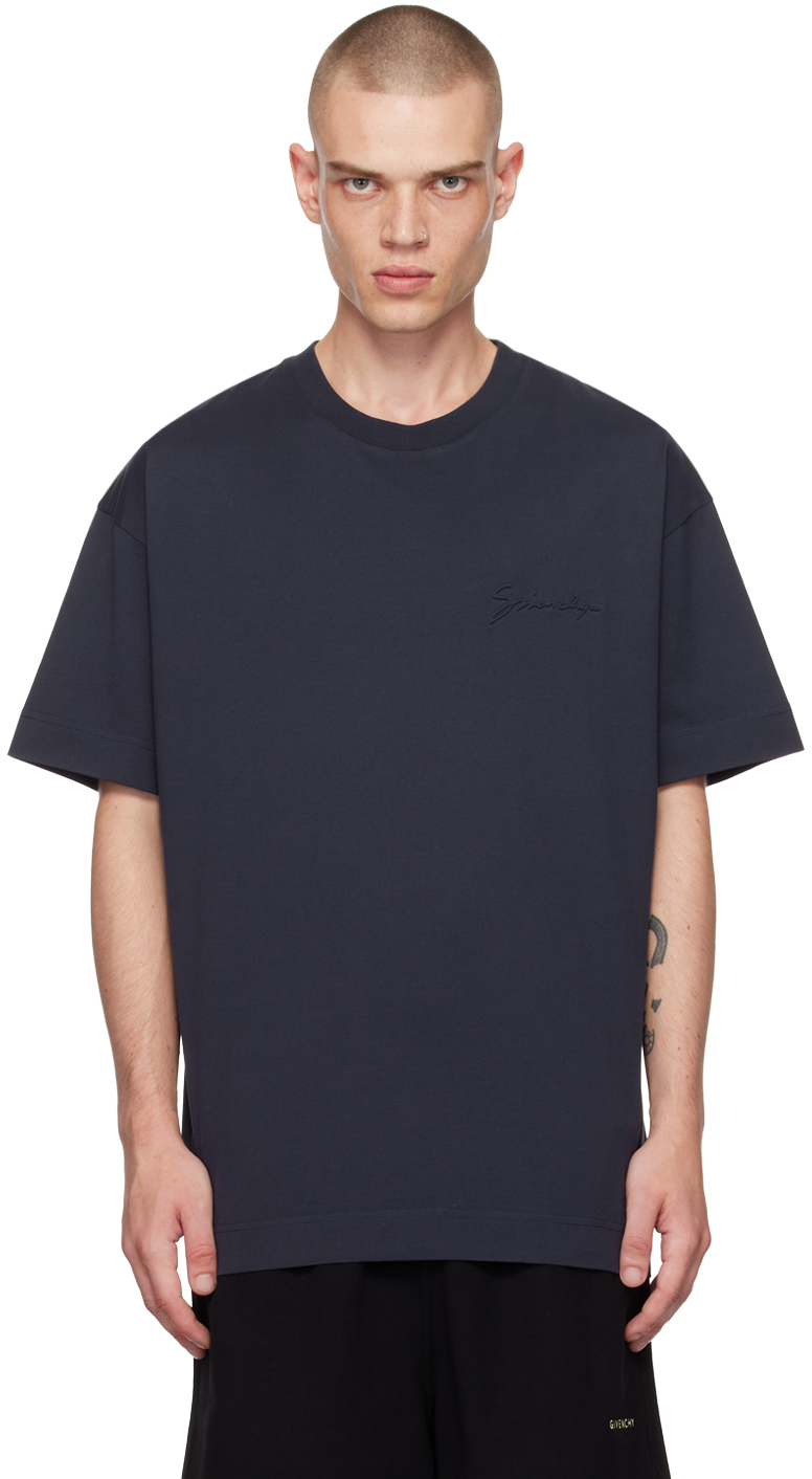 Navy Embossed Signature T-shirt