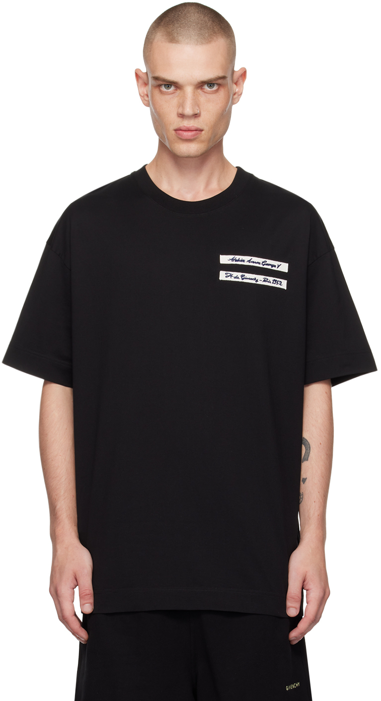 Shop Givenchy Black Grosgrain Patch T-shirt In 001-black