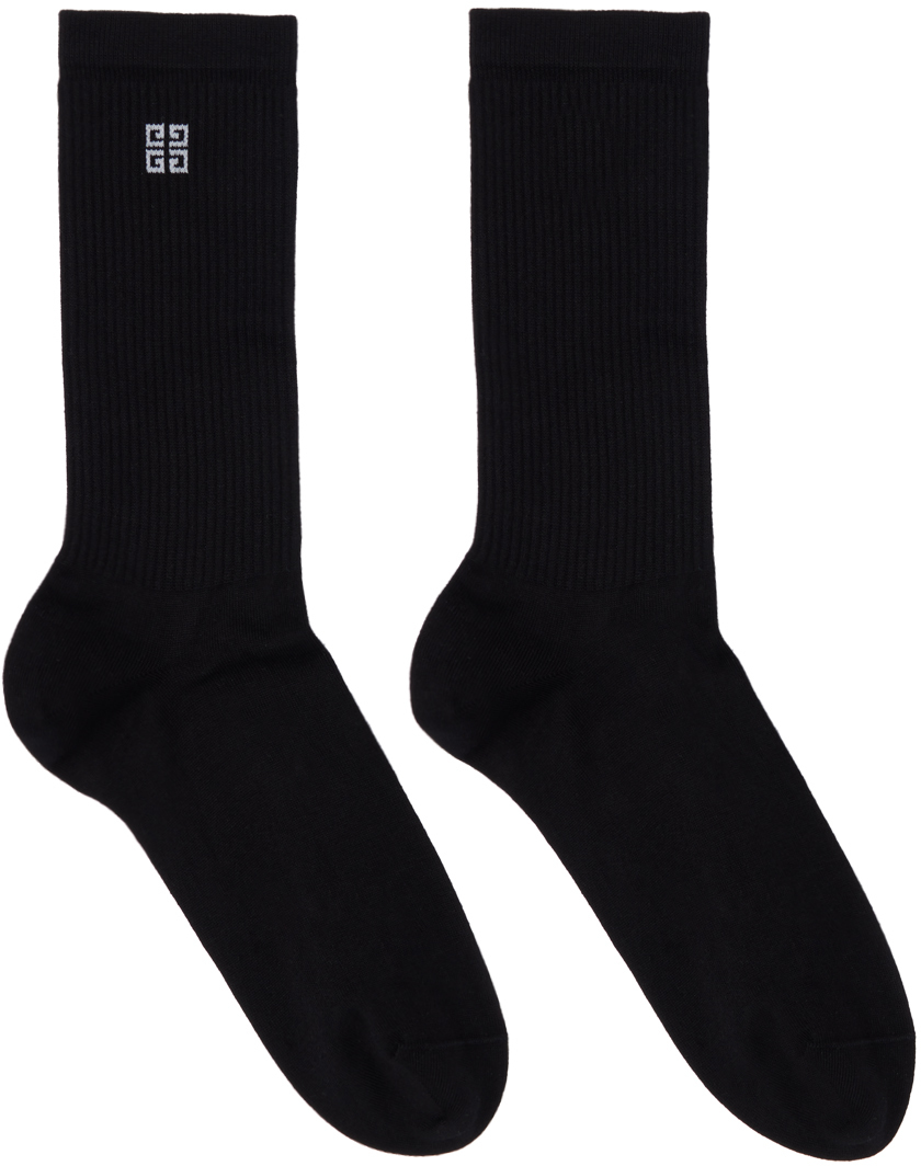 Shop Givenchy Black Logo Socks In 001-black