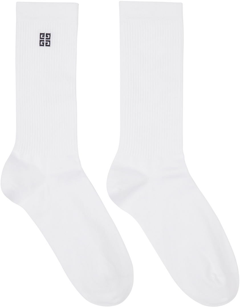 Shop Givenchy White Logo Socks In 100-white