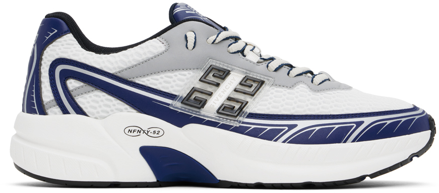 Shop Givenchy White & Navy Nfnty-52 Sneakers In 411-navy/white