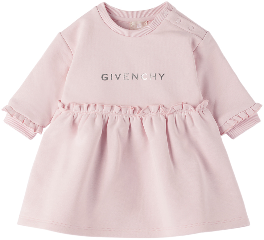 Shop Givenchy Baby Pink Logo Printed Dress In 44z Pink