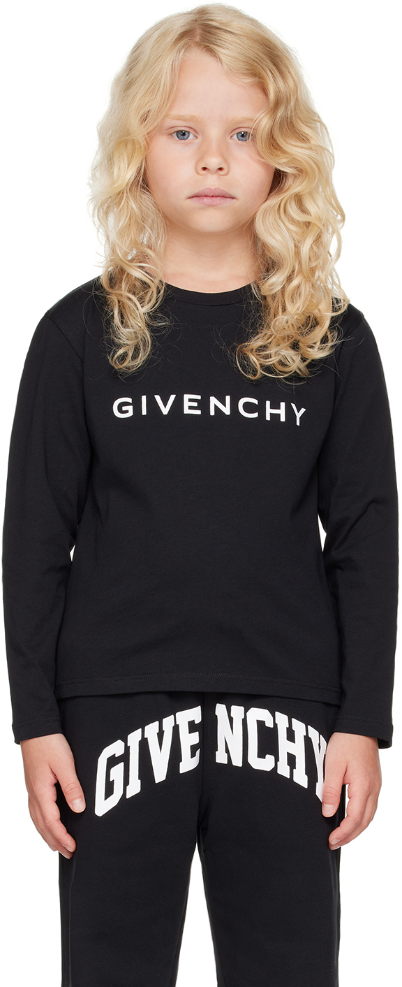 Givenchy Black T shirt For Kids With Logo Boys