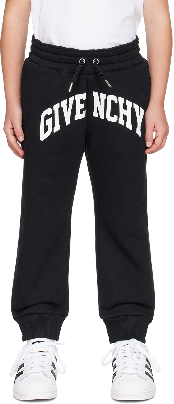 Kids Black Printed Logo Sweatpants by Givenchy on Sale