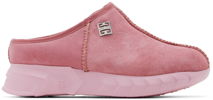 Givenchy Kids Pink Shearling Mules In Marshmallow