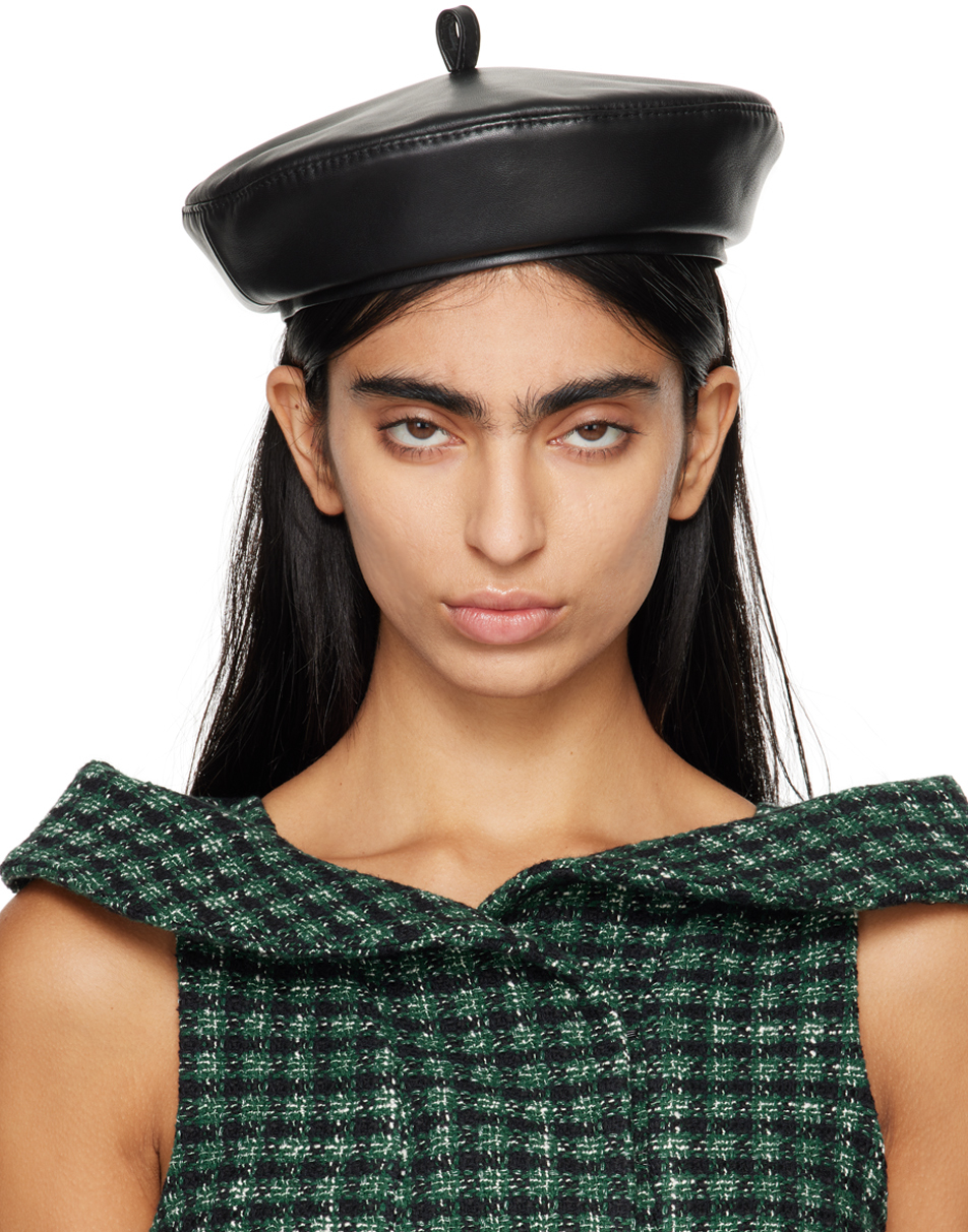 Shop Ruslan Baginskiy Black Leather Beret