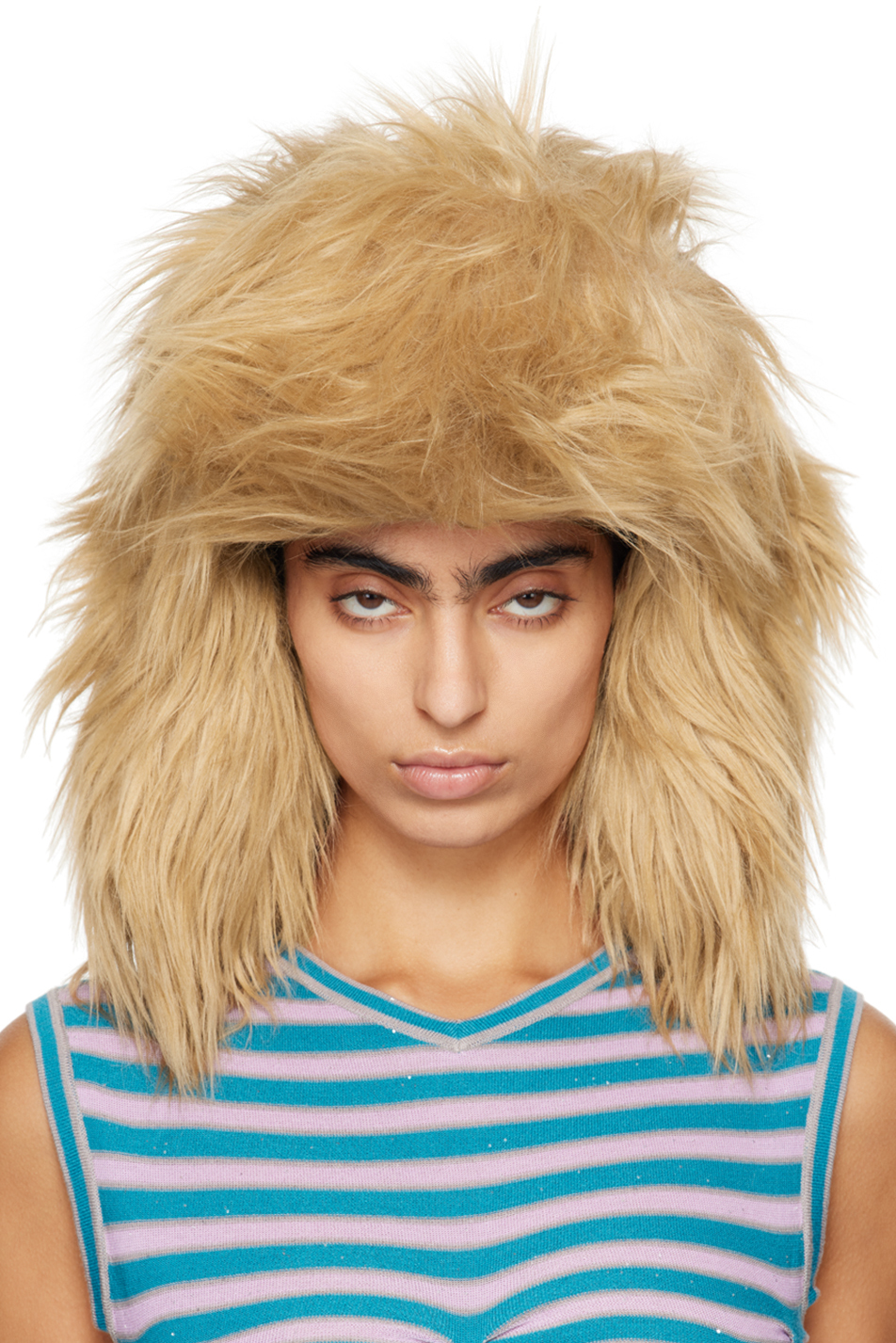 Beige Faux-Fur Aviator Hat