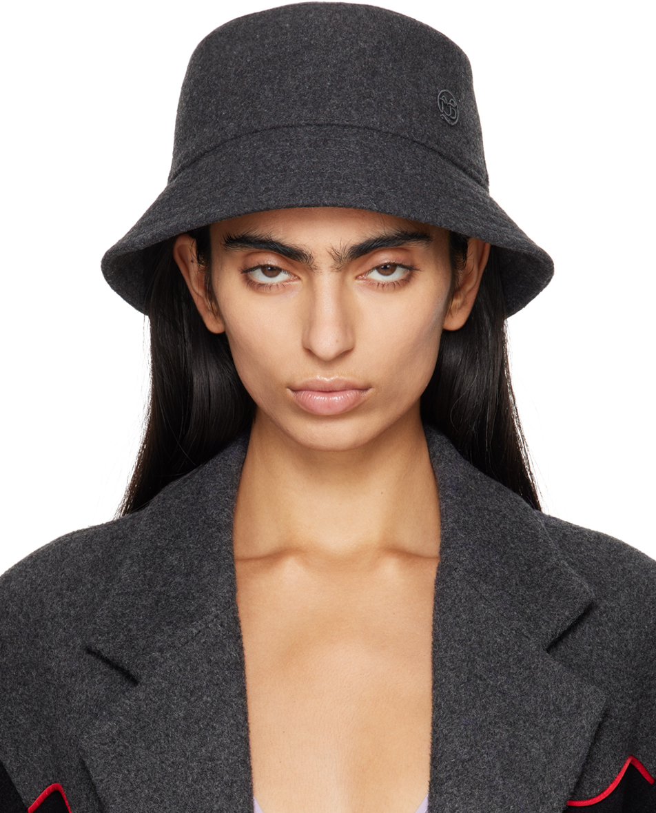 Shop Ruslan Baginskiy Gray Monogram Embellished Bucket Hat In Grey