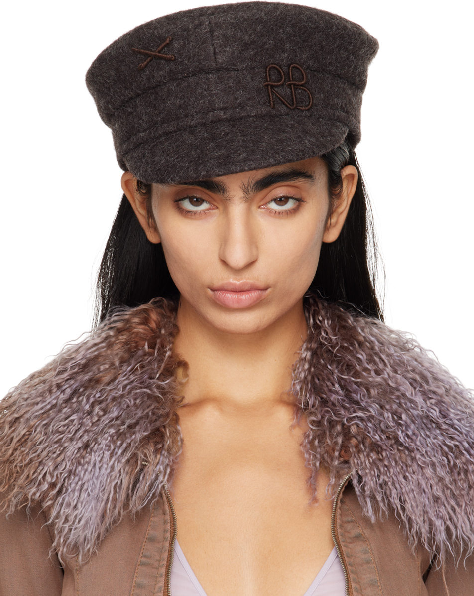 Shop Ruslan Baginskiy Brown Logo-embellished Baker Boy Cap