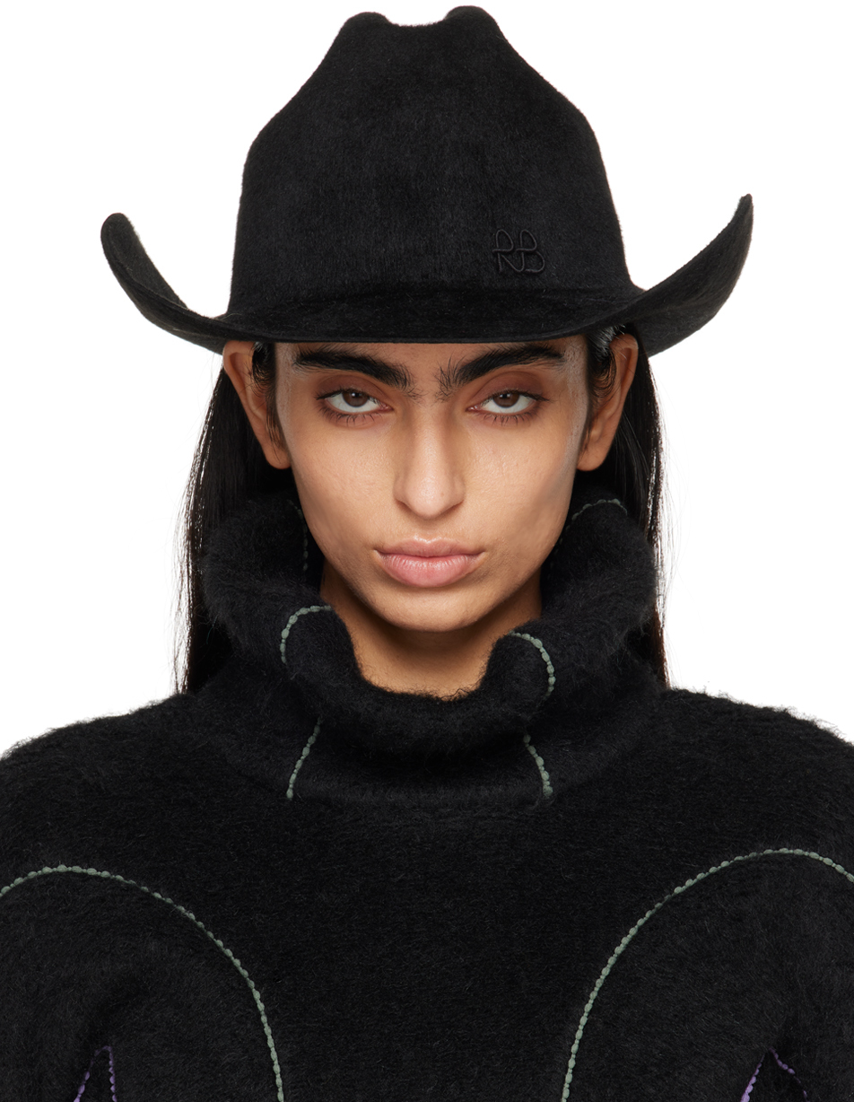 Shop Ruslan Baginskiy Black Rb Monogram Cowboy Fedora