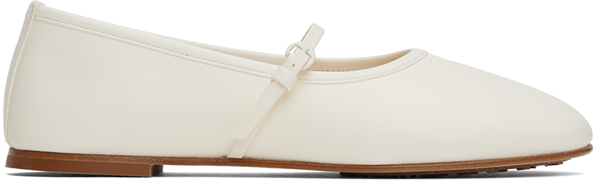 Shop Dear Frances Off-white Balla Strap Ballerina Flats In Chalk