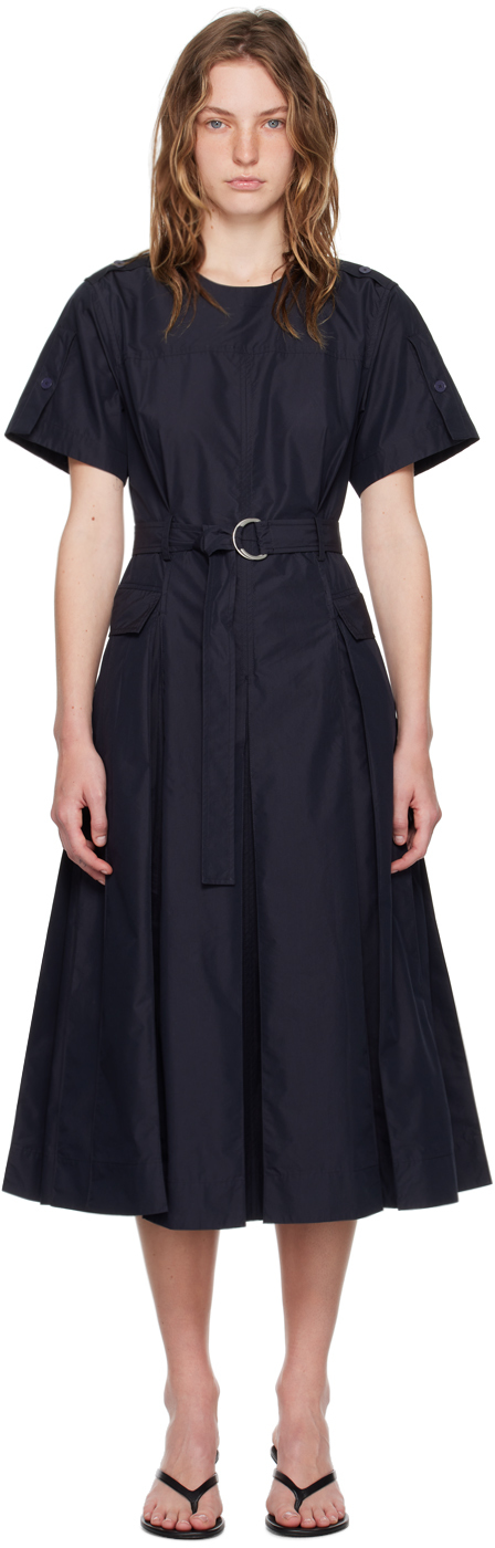 Navy Utility Midi Dress