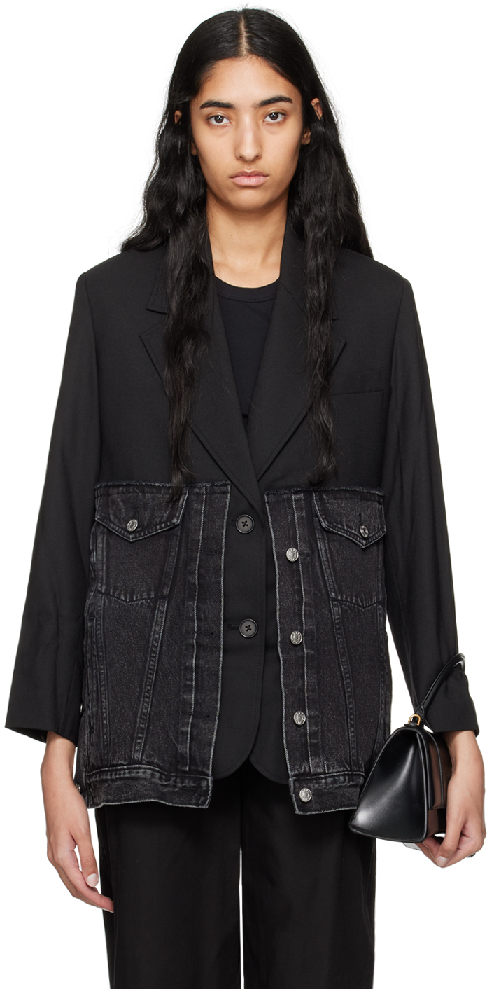 Black Oversized Hybrid Denim Blazer