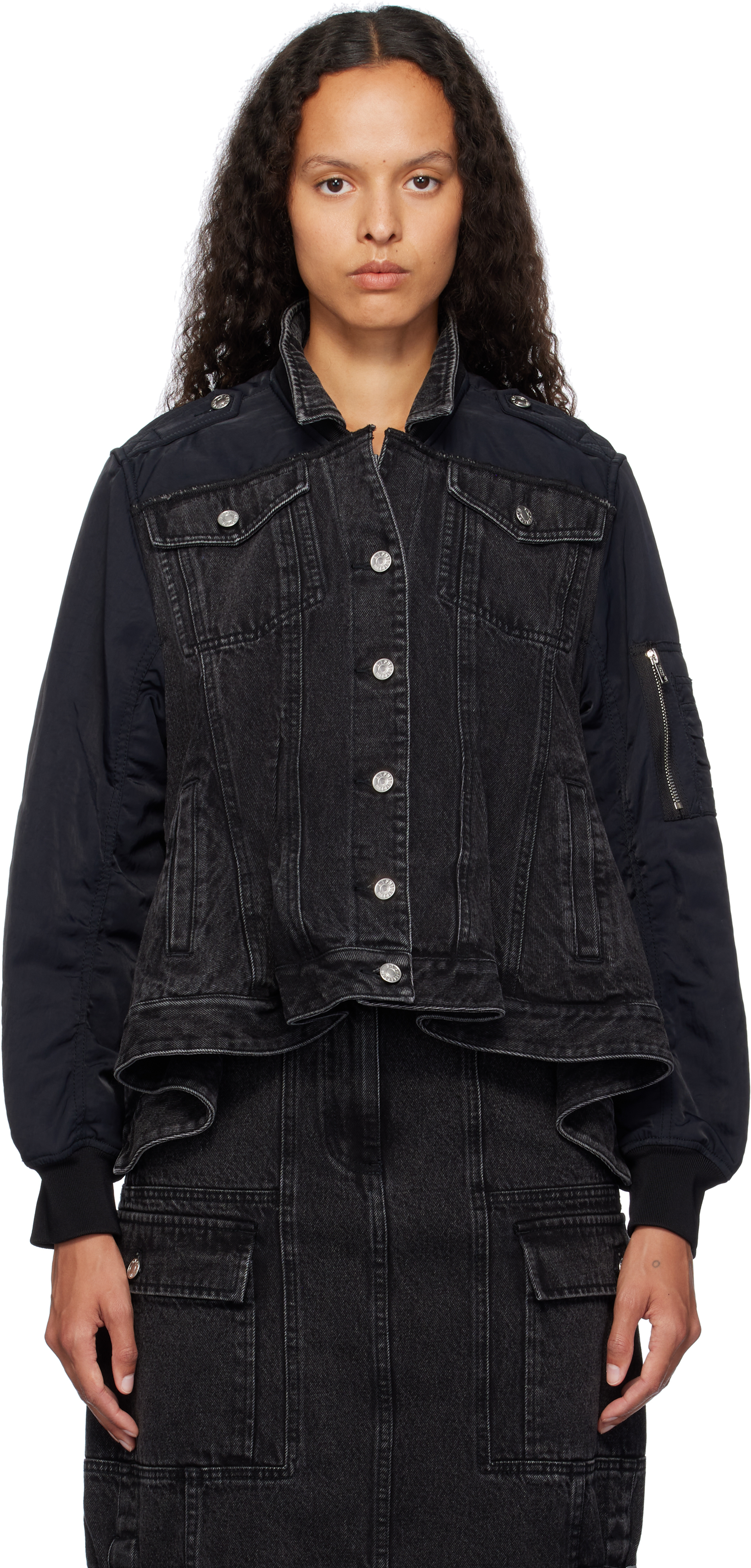 Black Hybrid Flight Denim Jacket