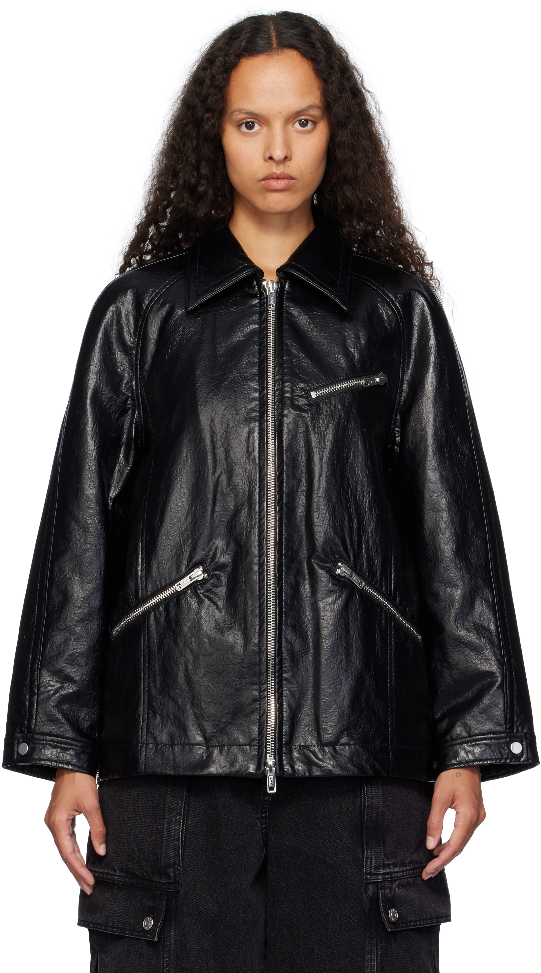 Black Ranch Faux-Leather Jacket