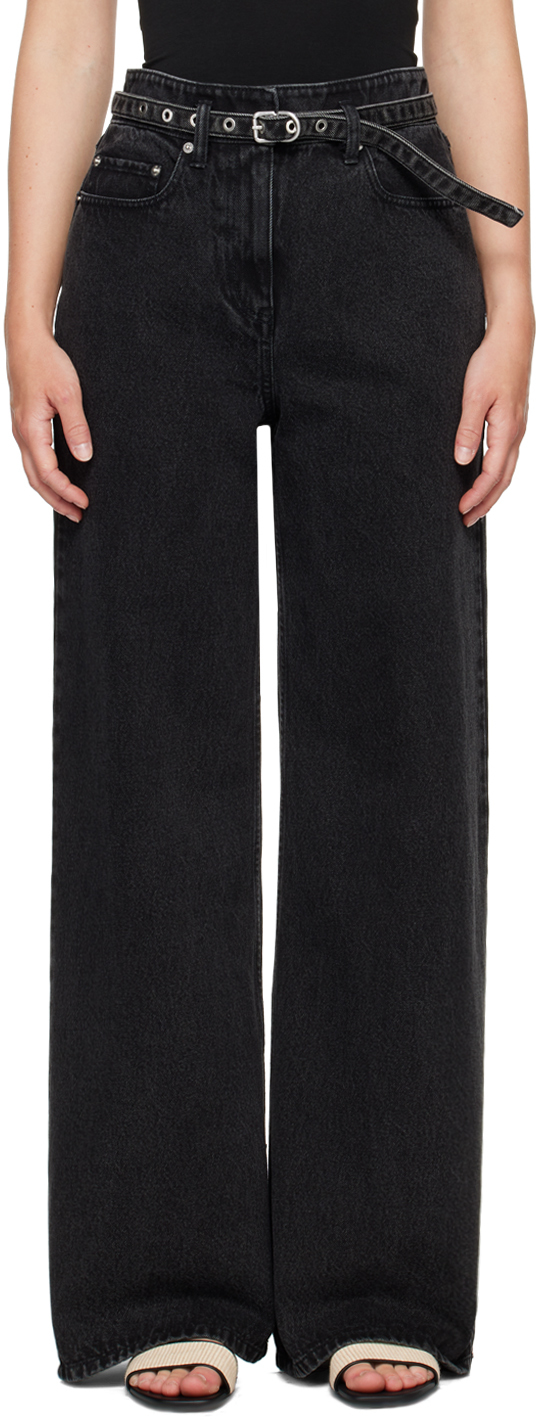 3.1 PHILLIP LIM BLACK WIDE LEG BELTED JEANS 