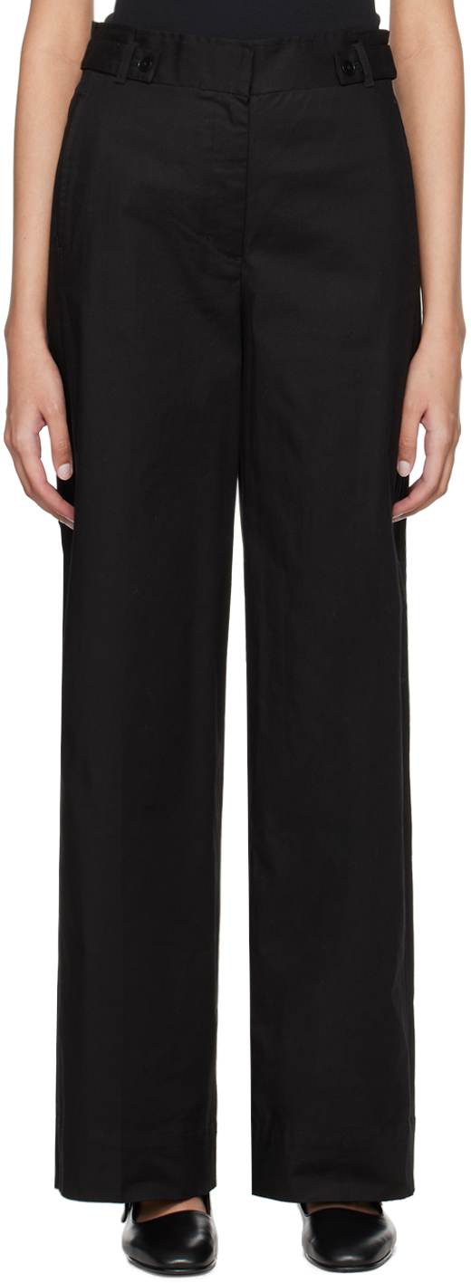 Black Wide Leg Pleated Trousers