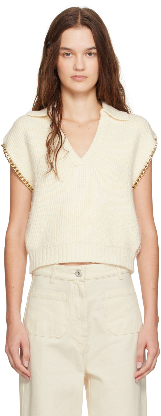 Off-White Boucle Cropped Chain Trim Vest