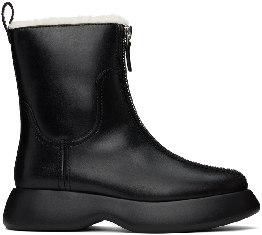 Black Mercer Zip Shearling Boots