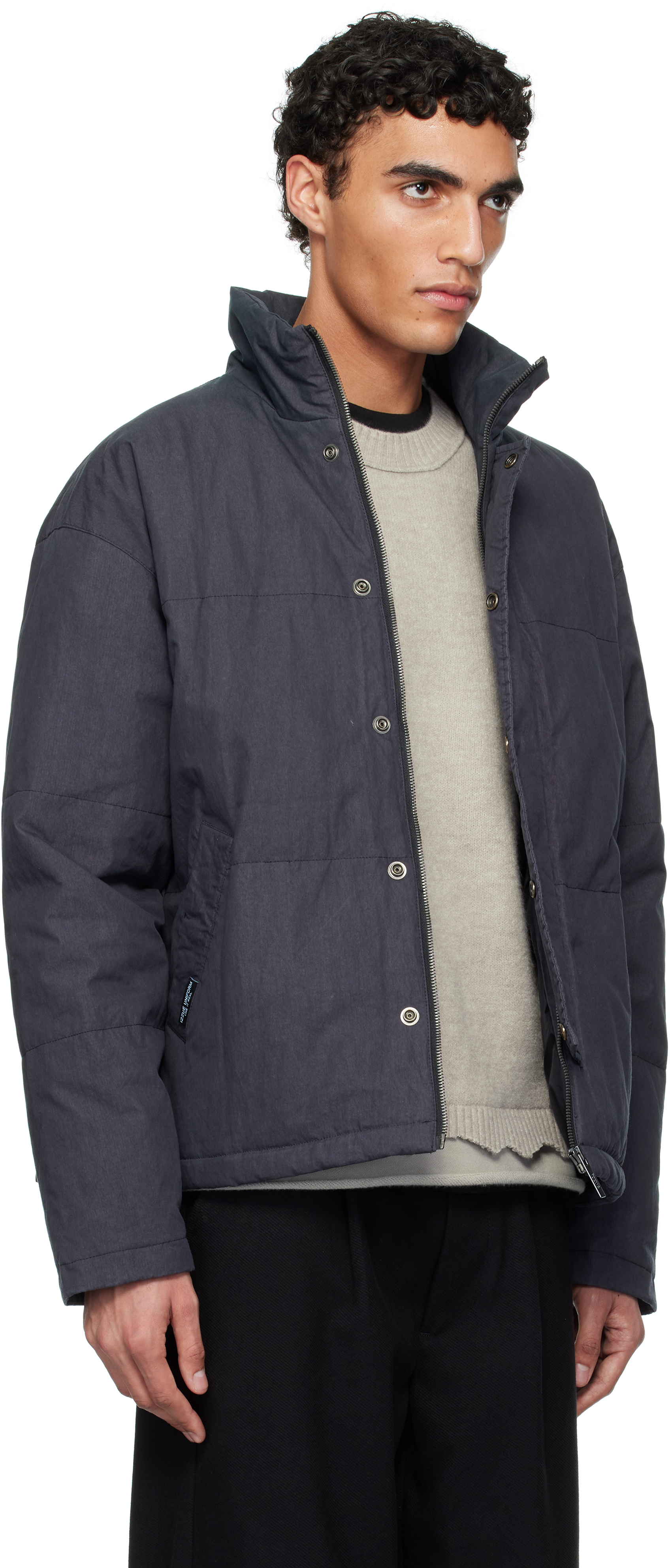 Izzue Gray Indigo-dyed Down Jacket In Ccx