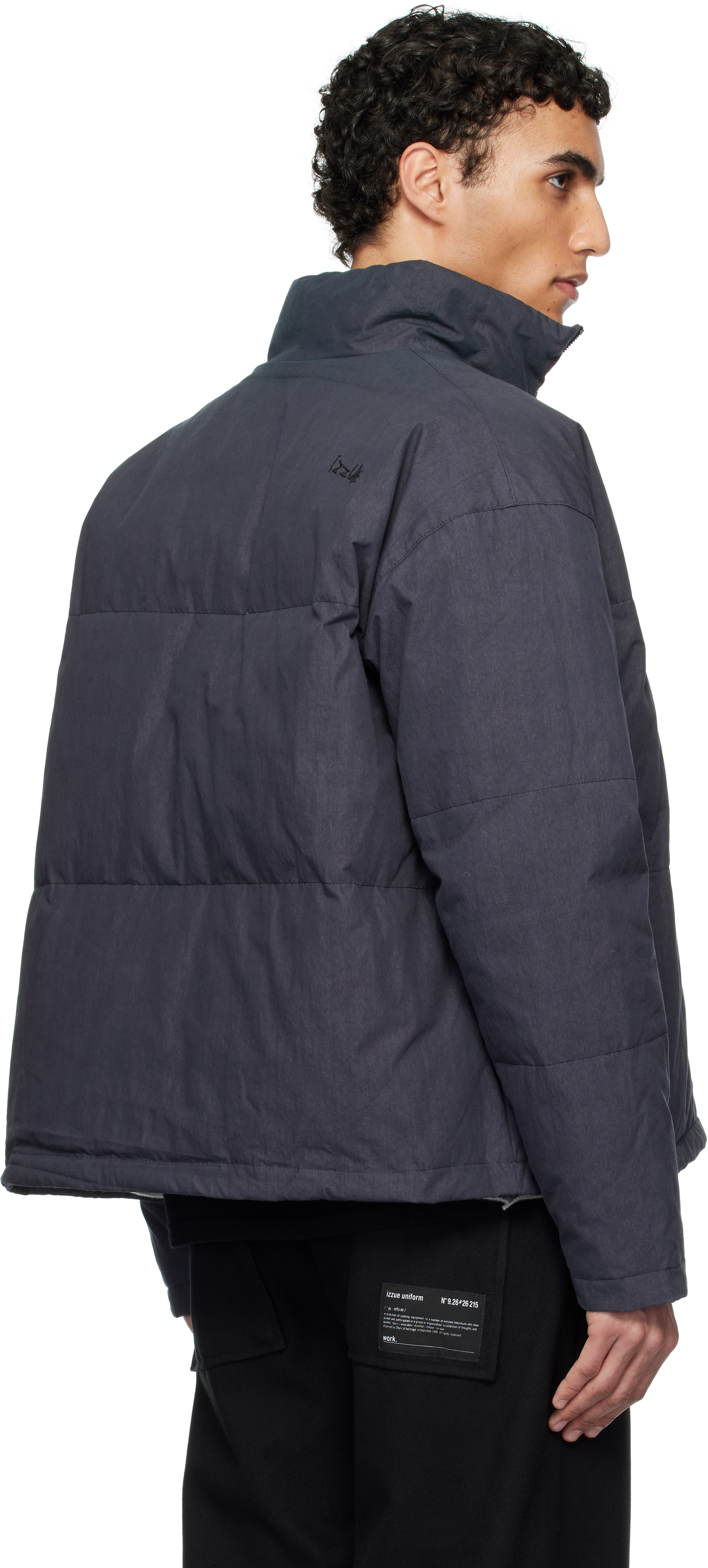 Izzue Gray Indigo-dyed Down Jacket In Ccx