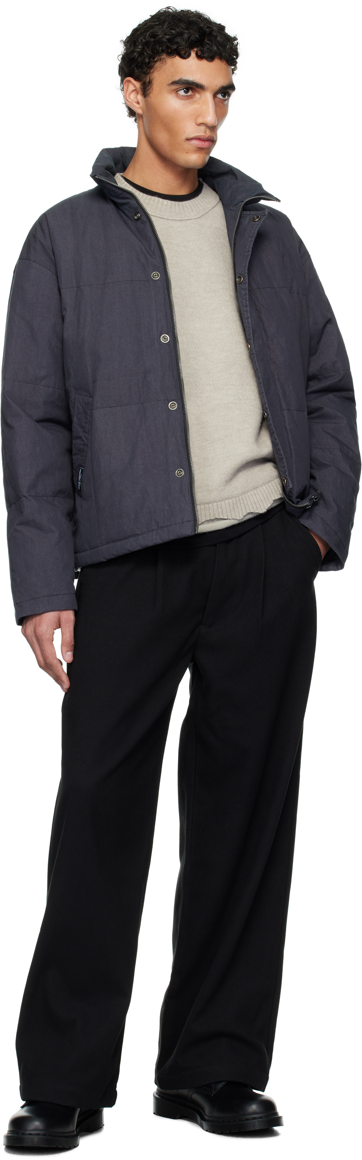 Izzue Gray Indigo-dyed Down Jacket In Ccx