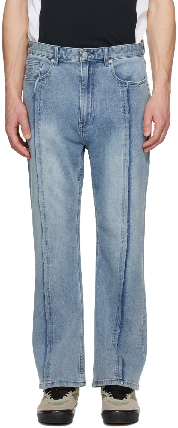 Izzue Blue Seam Detail Jeans In Blx