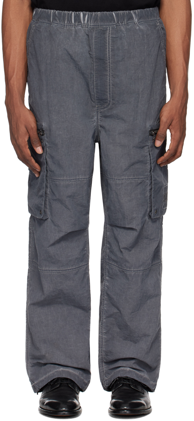 Gray Garment-Dyed Cargo Pants