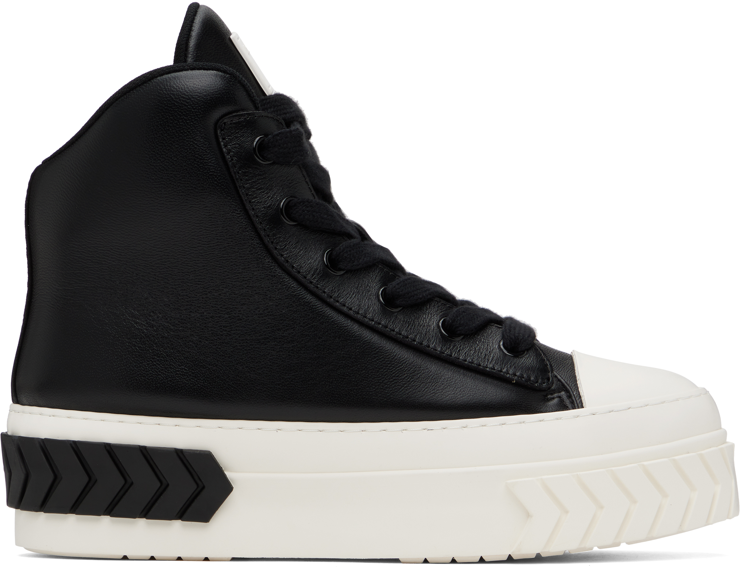 Shop Both Black Tyres Platform Hi-top Padded Sneakers In Black / White