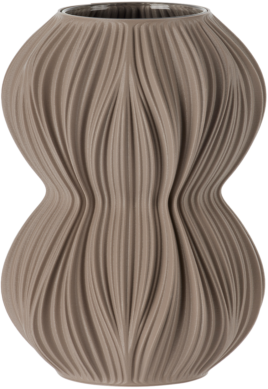 Sheyn Taupe Fald 99g Vase In Deep Taupe