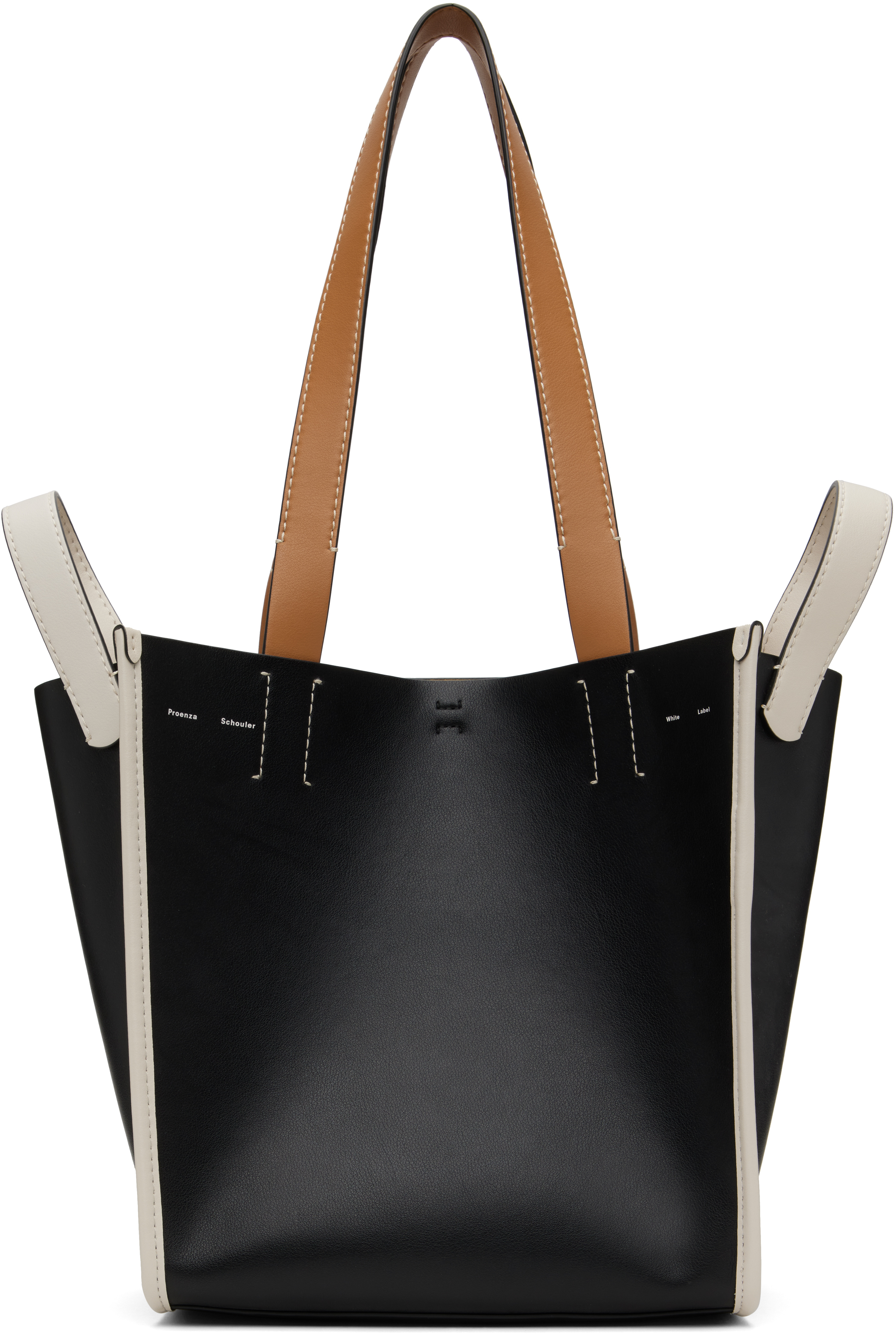 Proenza Schouler Black  White Label Large Mercer Leather Tote In 001 Black