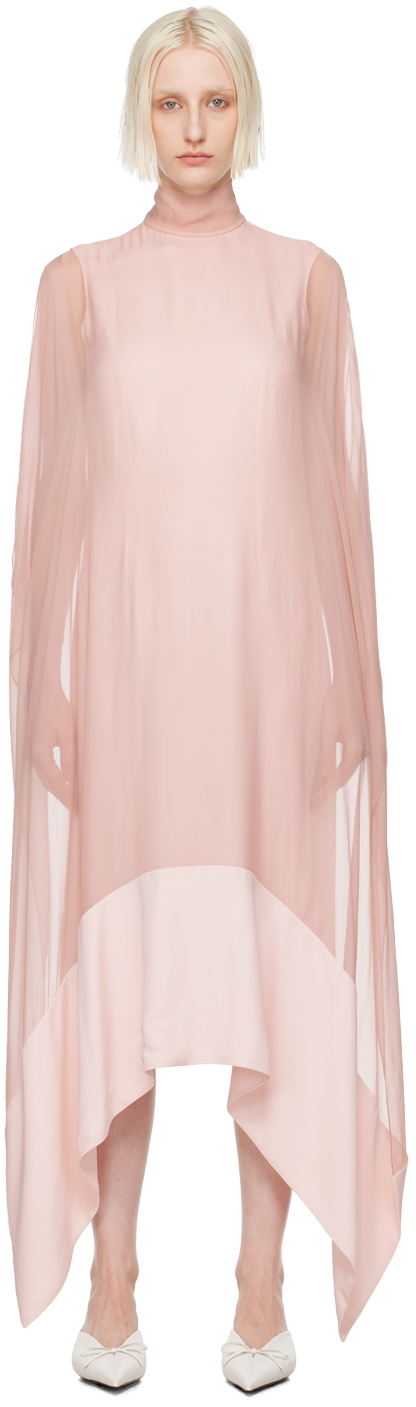 Pink Open Chiffon Maxi Dress