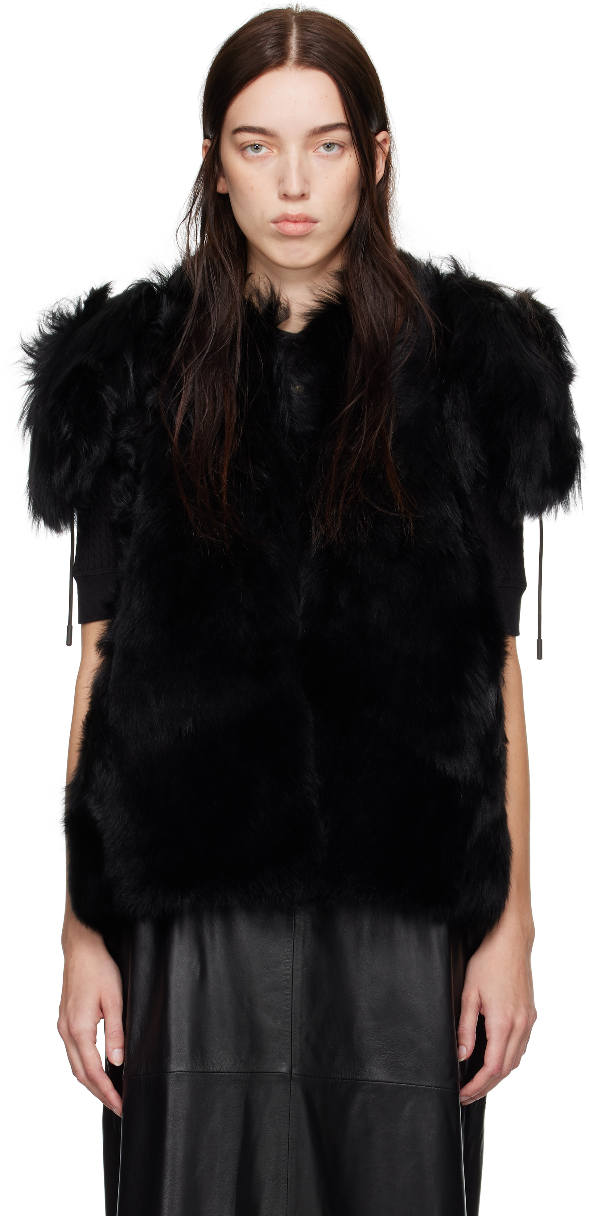 Shop Proenza Schouler Black Aubrey Shearling Vest