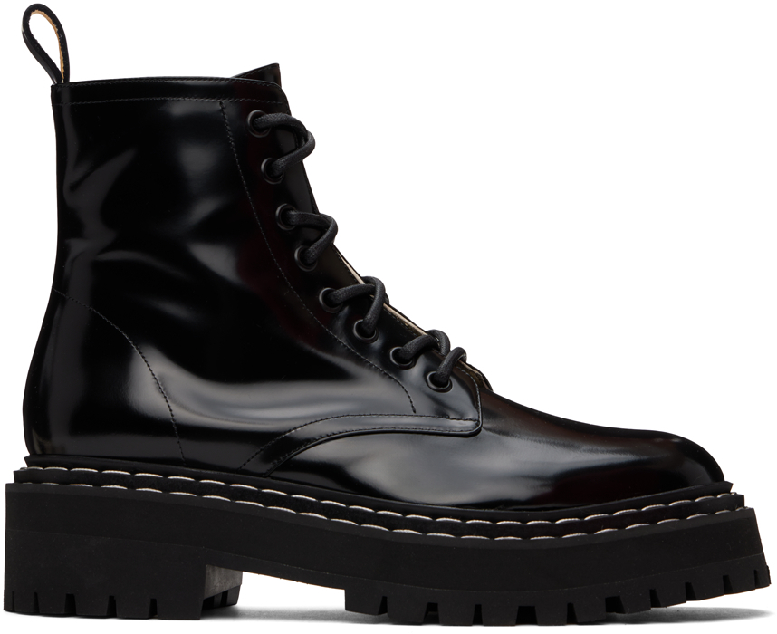 Black Lug Sole Lace Up Boots