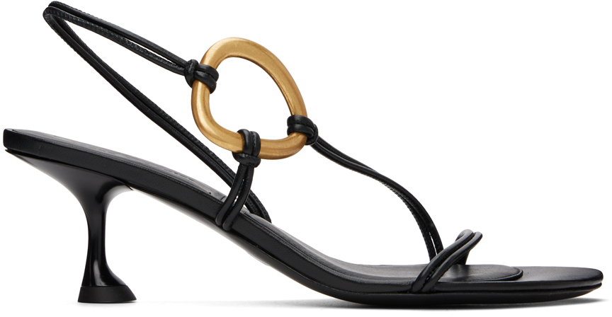 Shop Proenza Schouler Black Hoop Slingback Heeled Sandals In 20000 Black