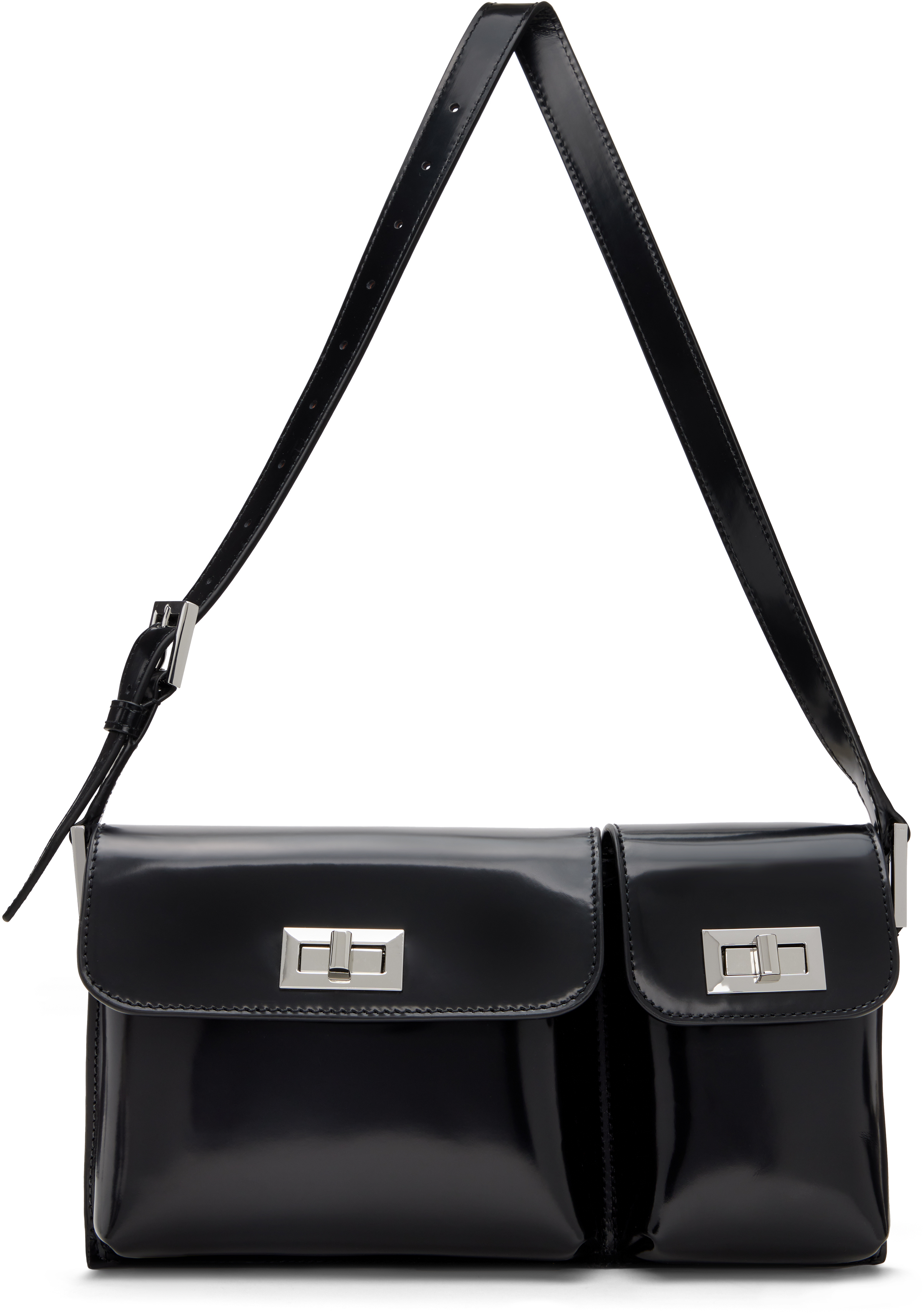 Black Billy Semi Patent Leather Bag