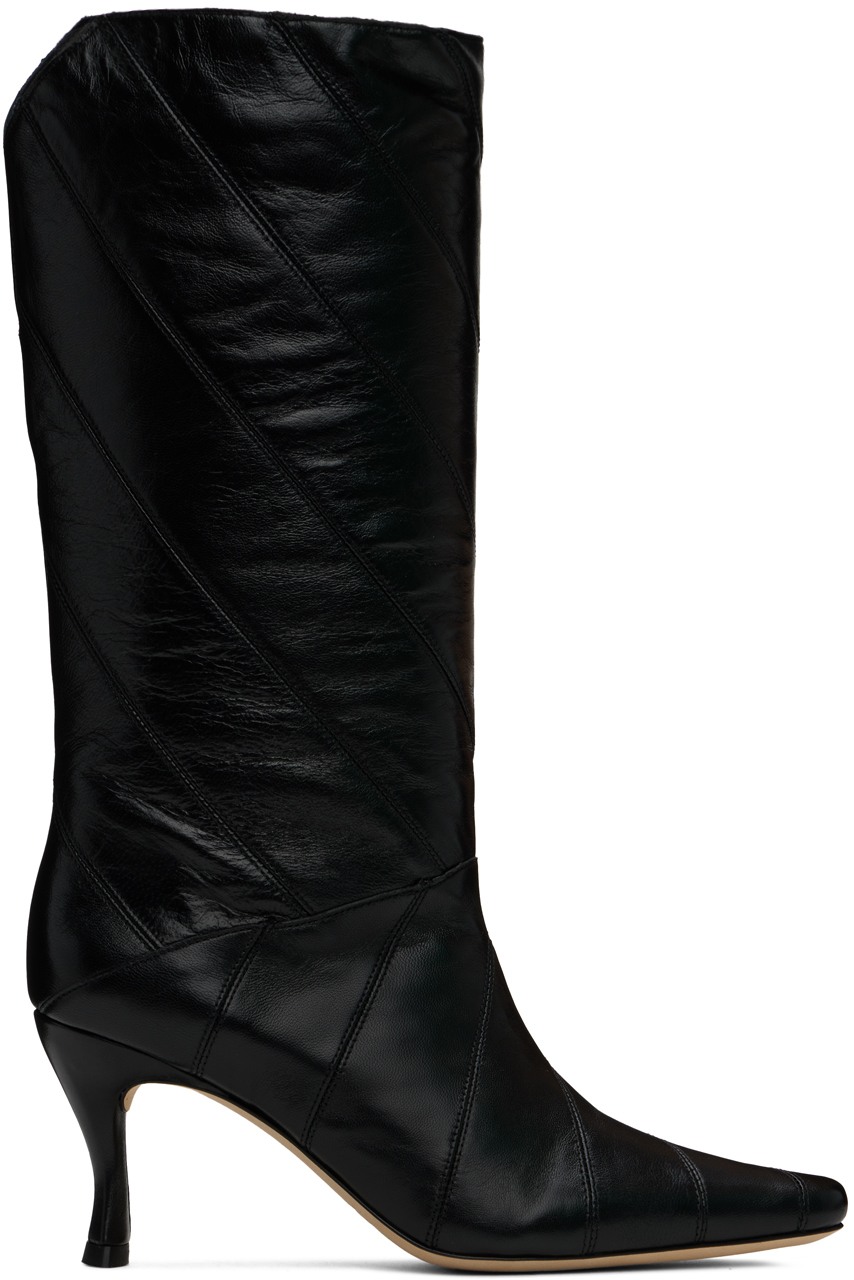 Shop By Far Black Steph Creased Leather Boots In Bk001 Black