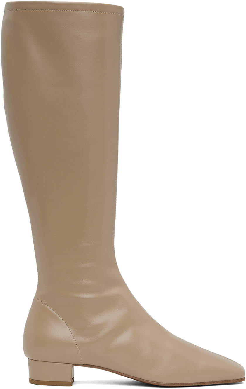 Shop By Far Taupe Edie Tall Boots In Bg017 Taupe