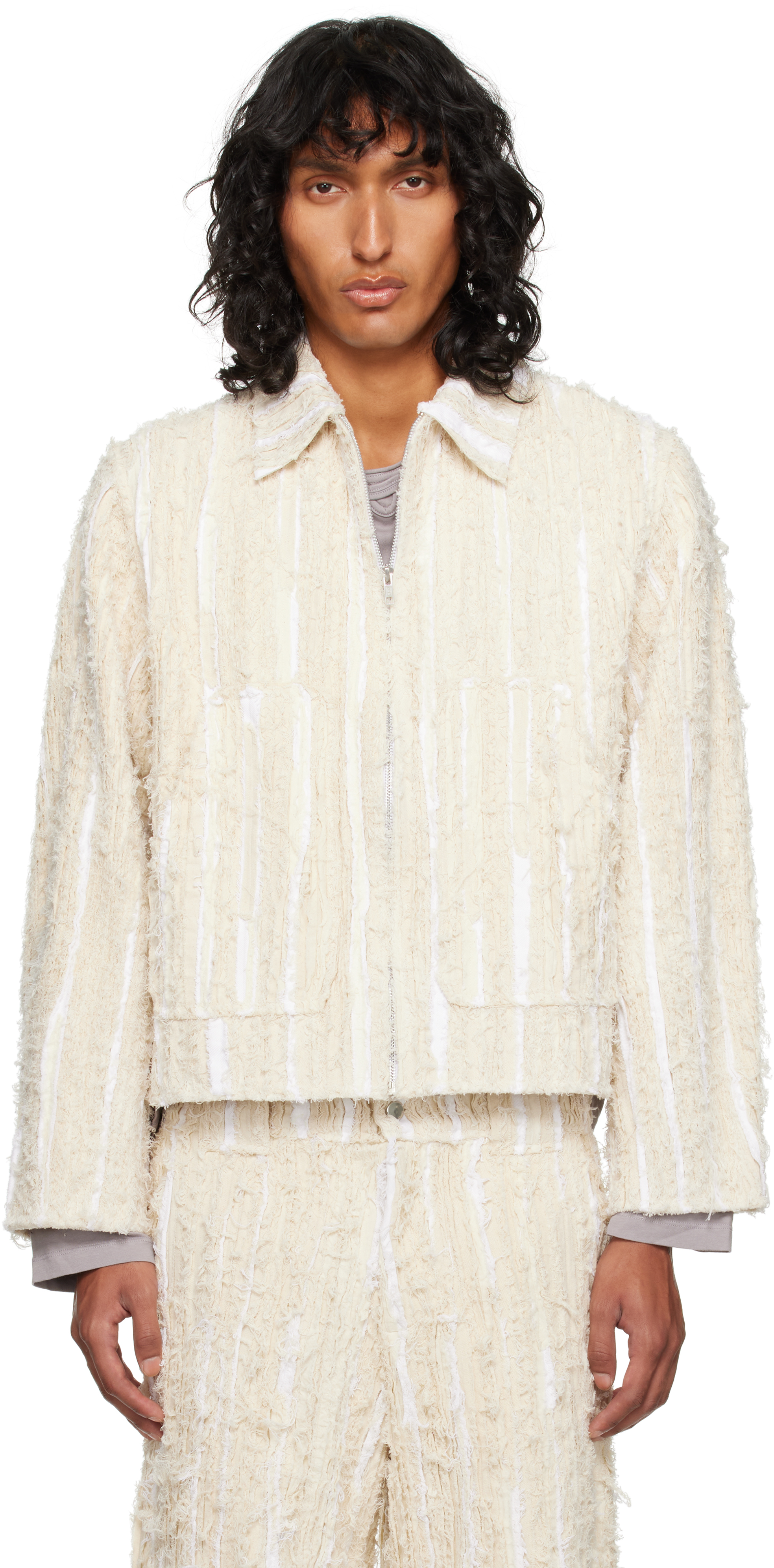 Shop Tondolo Off-white Old Toiles Jacket In Off White