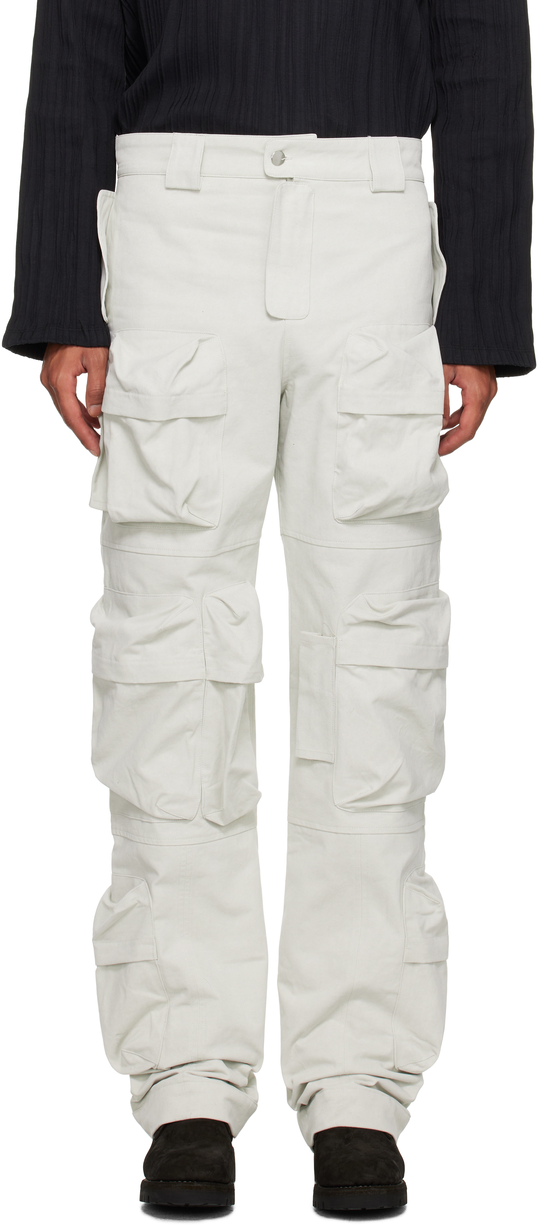 Shop Tondolo Gray Multi Pocket Cargo Pants In Vaporous Gray