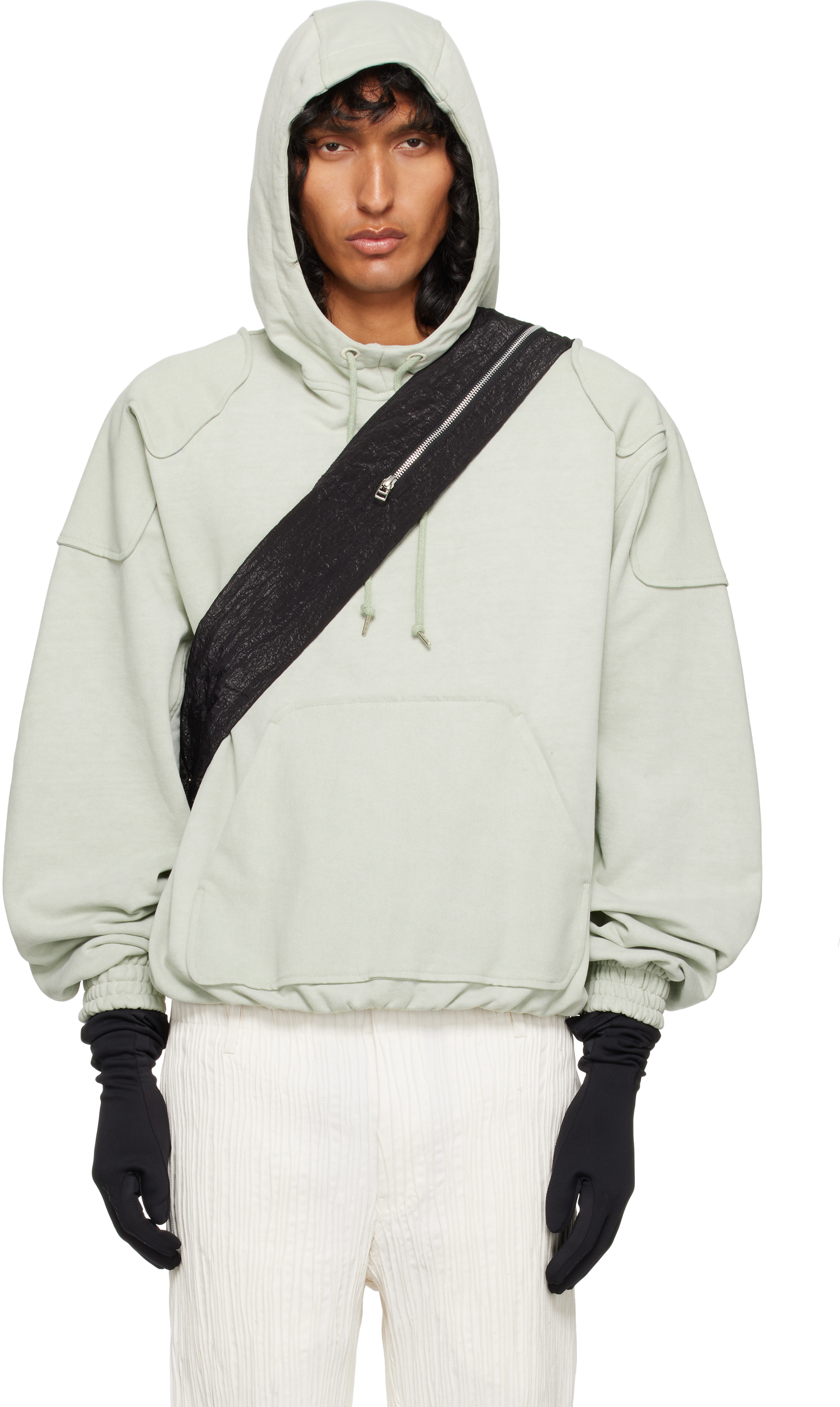 Green Paneled Hoodie