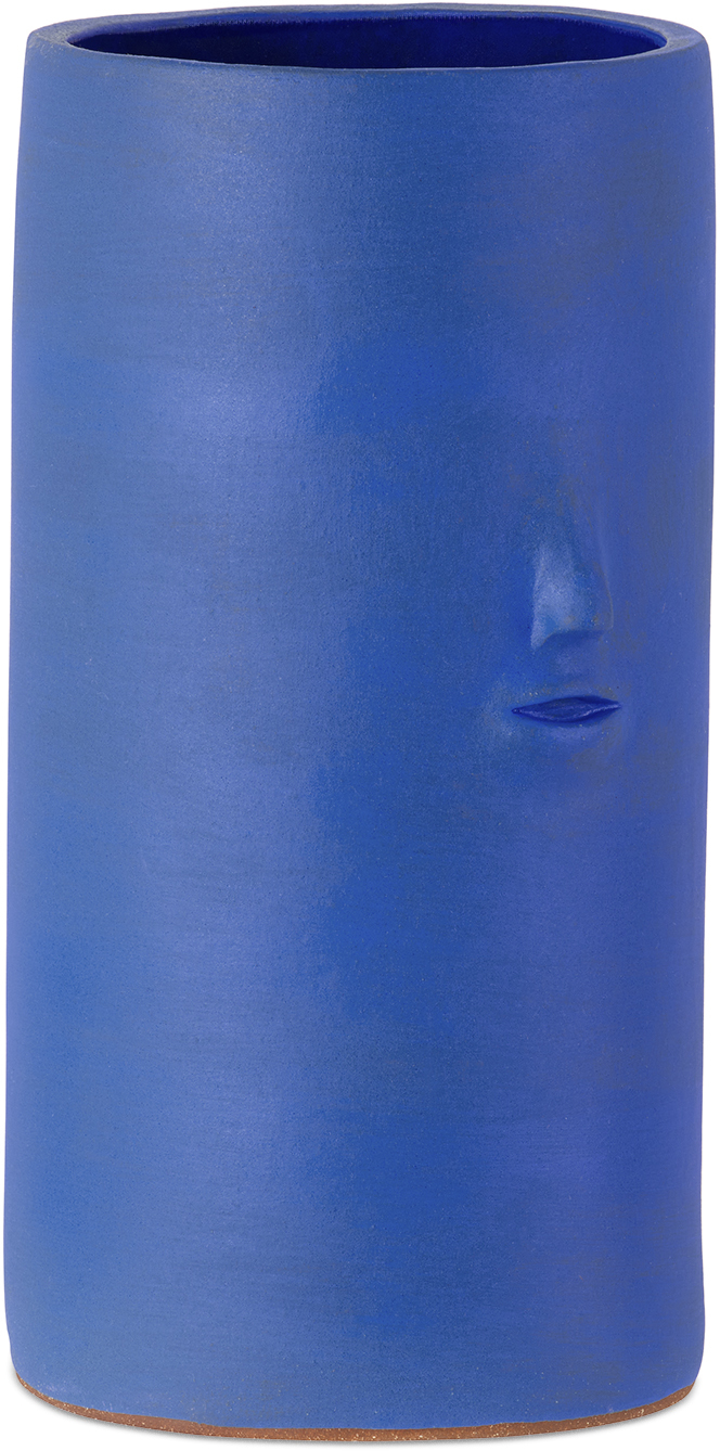 Rami Kim Studio Blue Ceramic Face Vase In Intense Blue