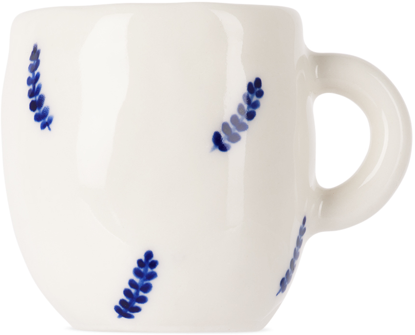 Rami Kim Studio White & Blue Floating Leaf Espresso Cup In Blue