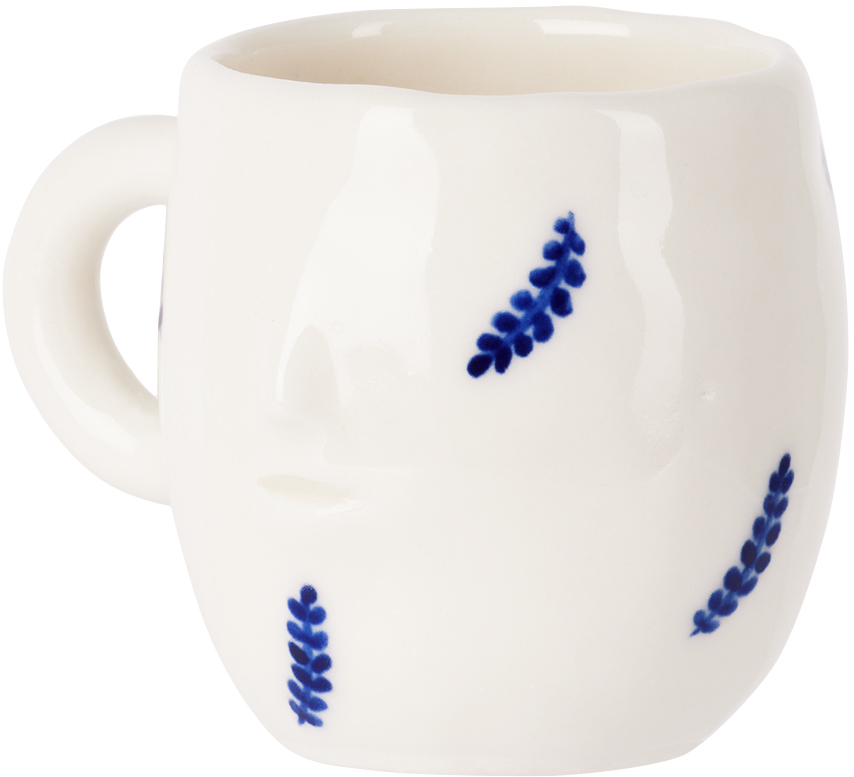 Rami Kim Studio White & Blue Floating Leaf Espresso Cup In Blue