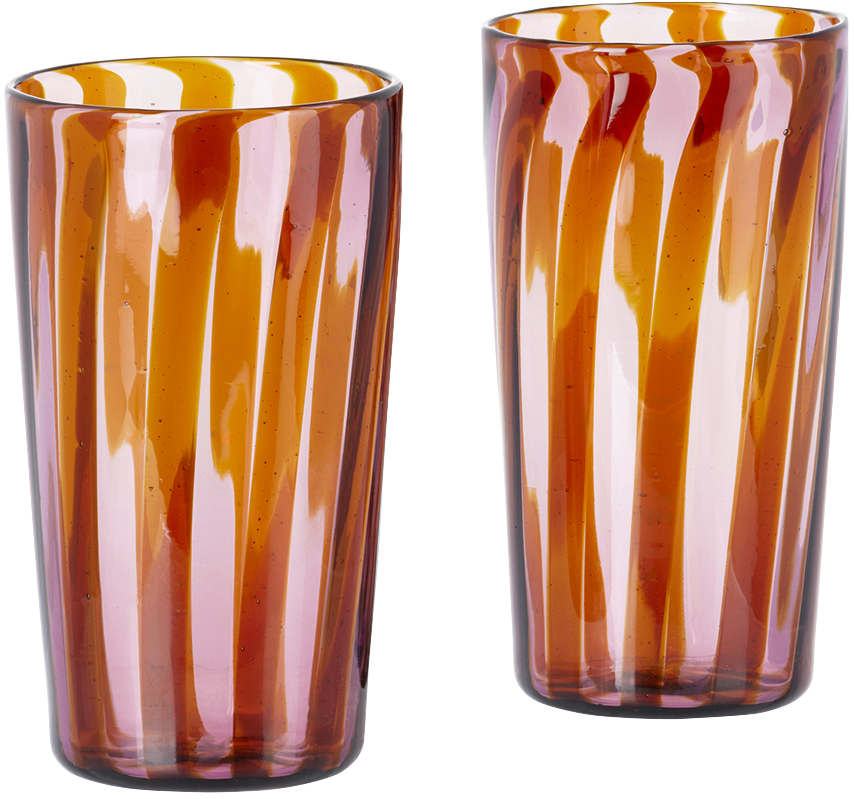 Akua Objects Brown & Pink Small Augusta Glass Set In Hazel